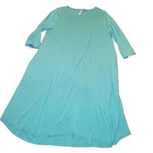 Zenana Outfitters - Half Sleeve T-shirt Dress - Teal - 1X